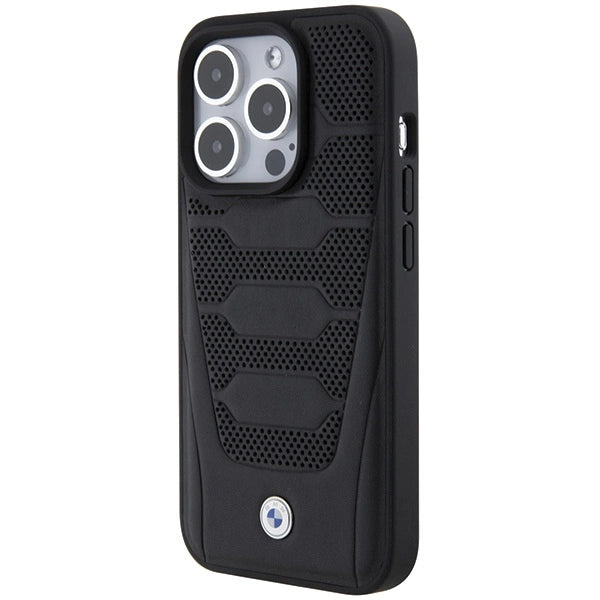 Etui BMW Leather Seats Pattern na iPhone 15 Pro Max - czarne – zdjęcie 2