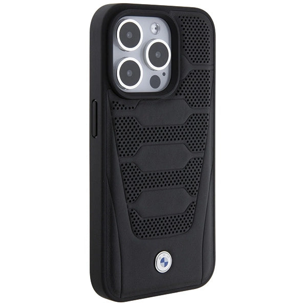 Etui BMW Leather Seats Pattern na iPhone 15 Pro Max - czarne – zdjęcie 4