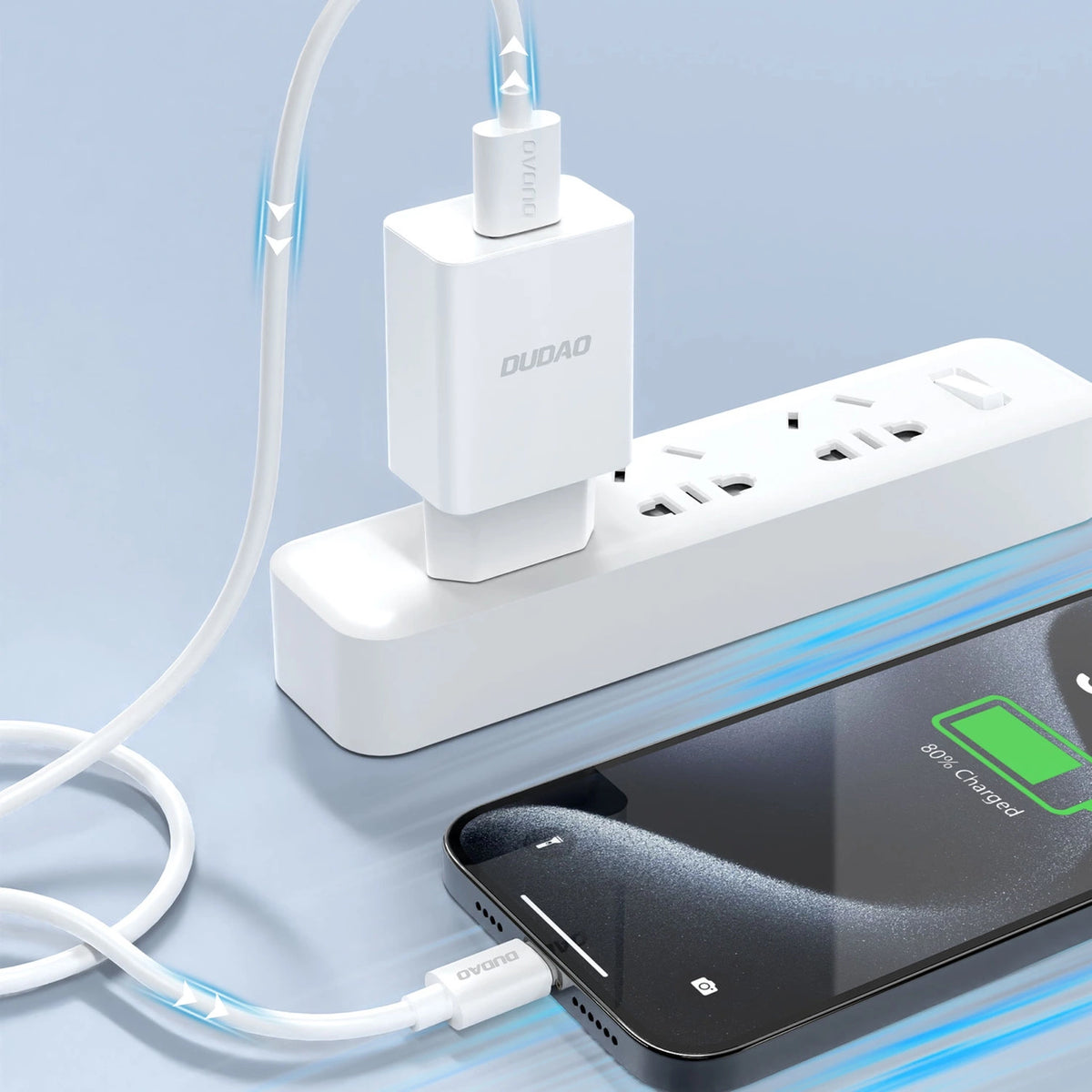 Ładowarka sieciowa Dudao A4EU USB-A 2.1A - biała + kabel USB-A - Lightning – zdjęcie 5