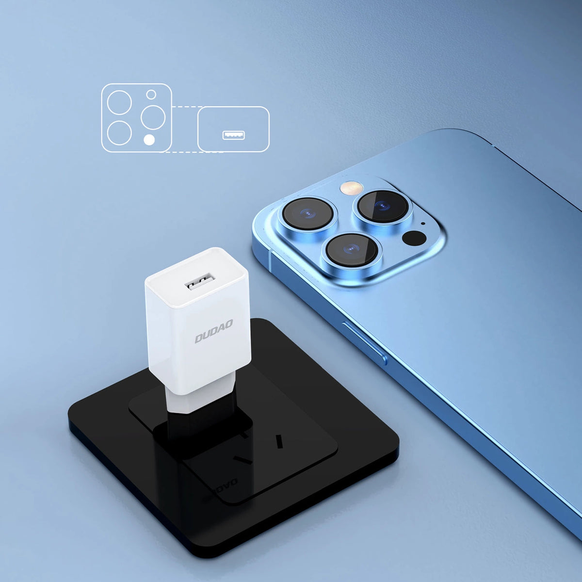 Ładowarka sieciowa Dudao A4EU USB-A 2.1A - biała + kabel USB-A - Lightning – zdjęcie 6