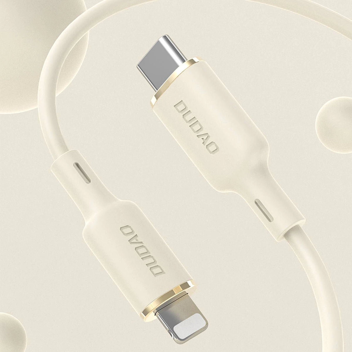 Kabel 2w1 Dudao L7SF USB-C - USB-C / Lightning 100W 1.2m - beżowy – zdjęcie 2