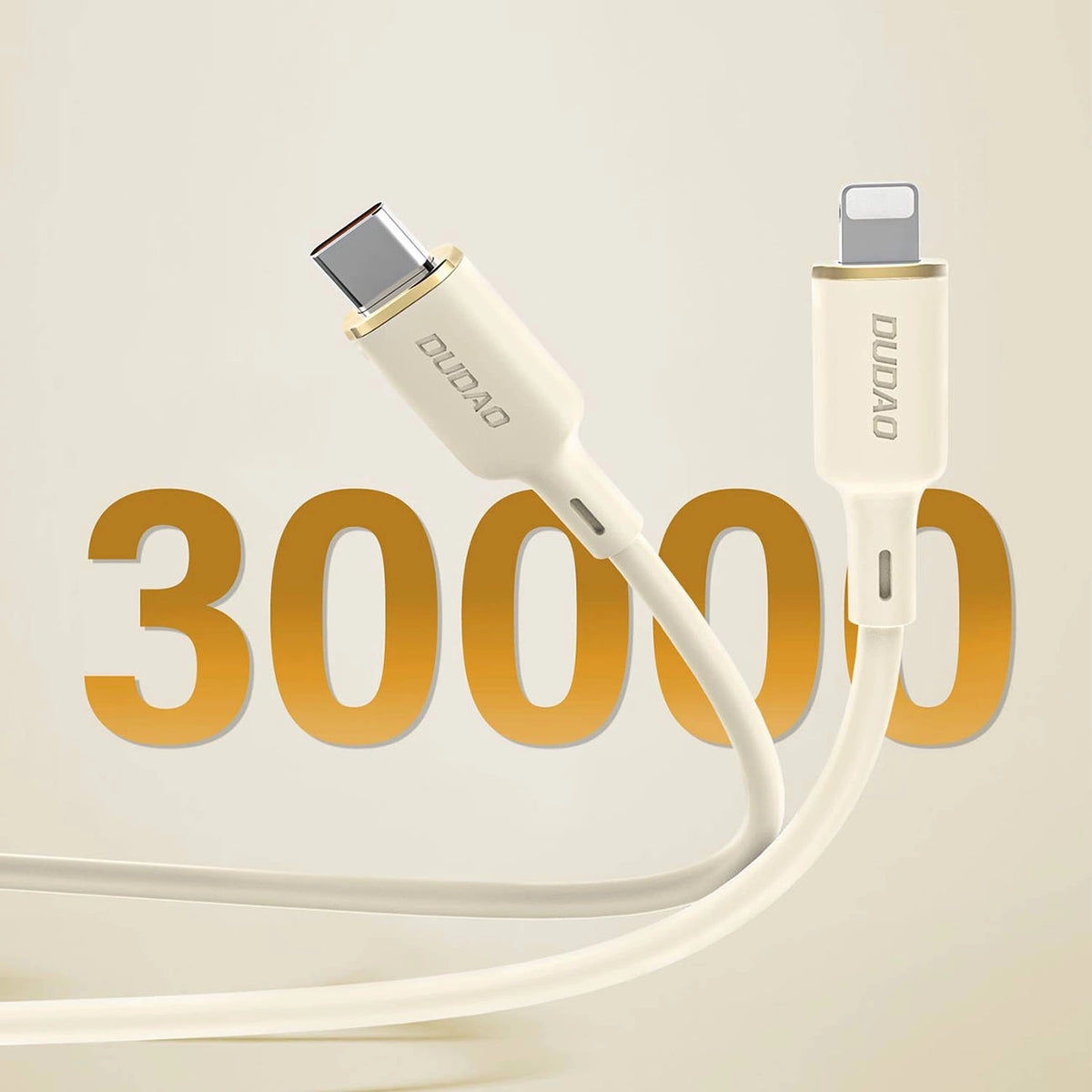 Kabel 2w1 Dudao L7SF USB-C - USB-C / Lightning 100W 1.2m - beżowy – zdjęcie 4