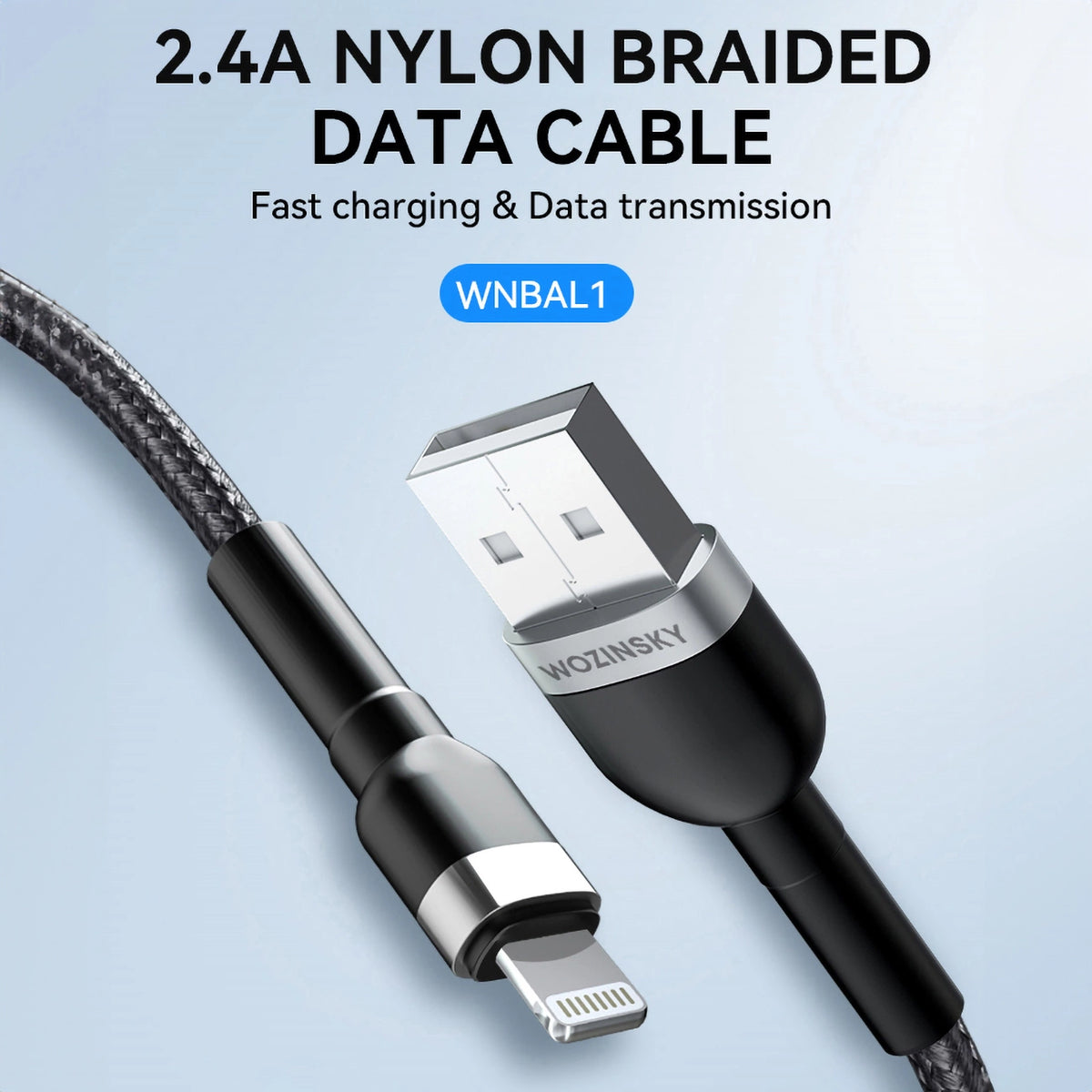 Kabel Wozinsky WNBAL1 USB-A / Lightning 2.4A 1 m - czarny – zdjęcie 6