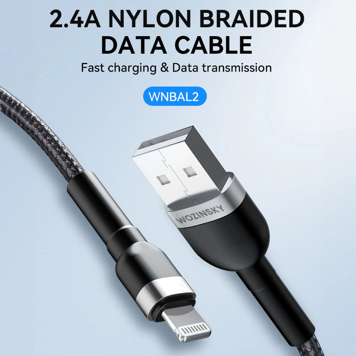 Kabel Wozinsky WNBAL2 USB-A / Lightning 2.4A 2 m - czarny – zdjęcie 6