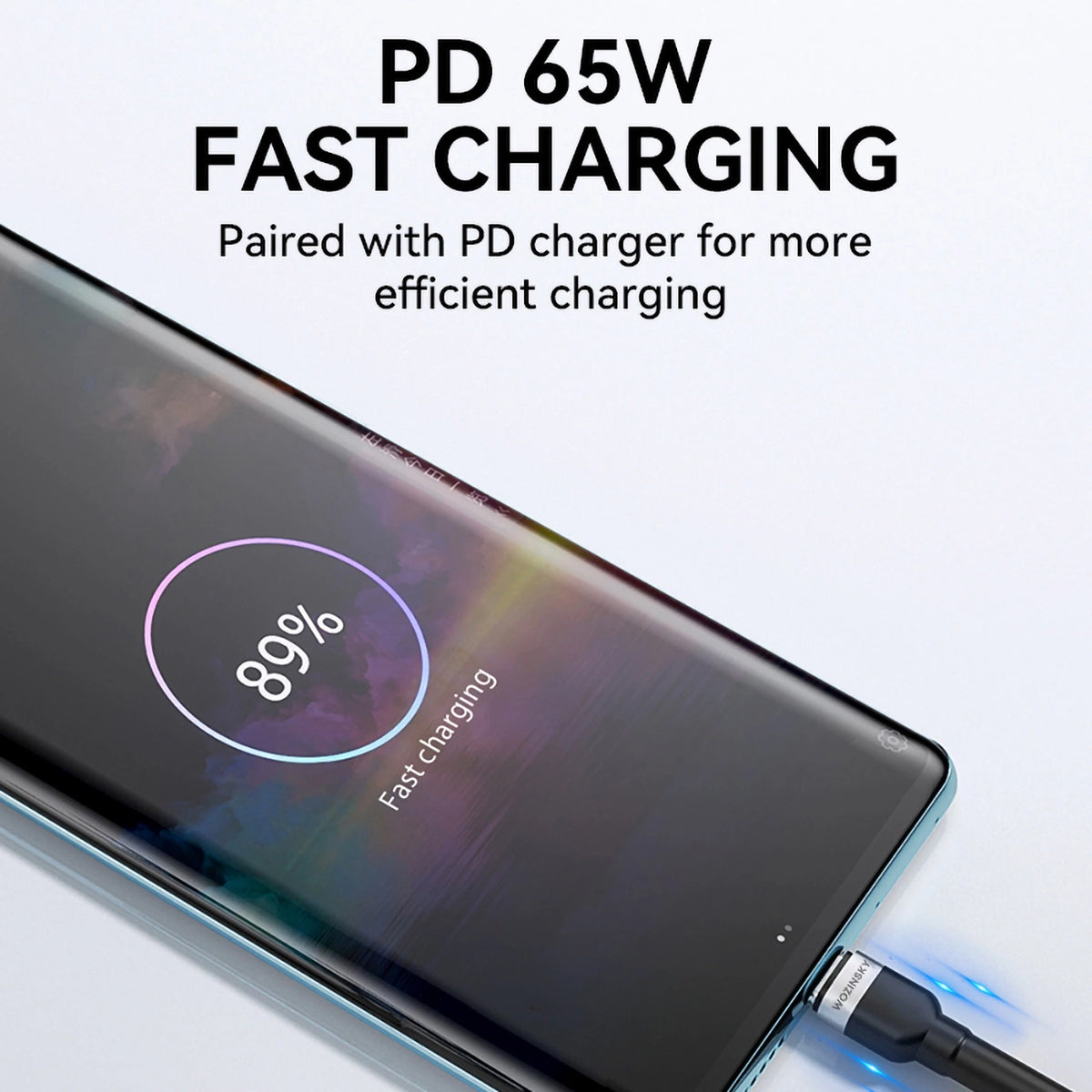 Kabel Wozinsky WNBCC1 USB-C / USB-C PD 65W 1 m - czarny – zdjęcie 7