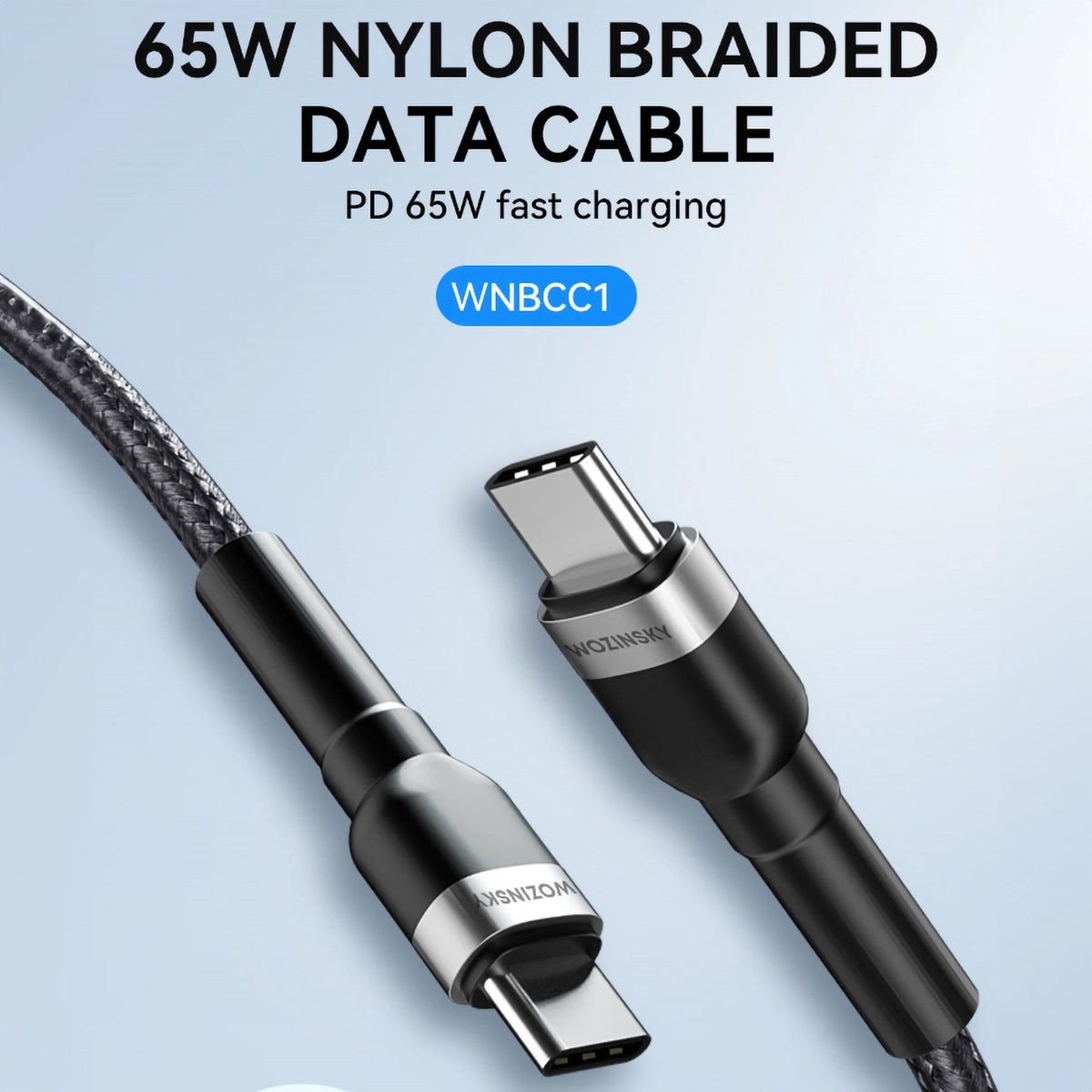Kabel Wozinsky WNBCC1 USB-C / USB-C PD 65W 1 m - czarny – zdjęcie 6