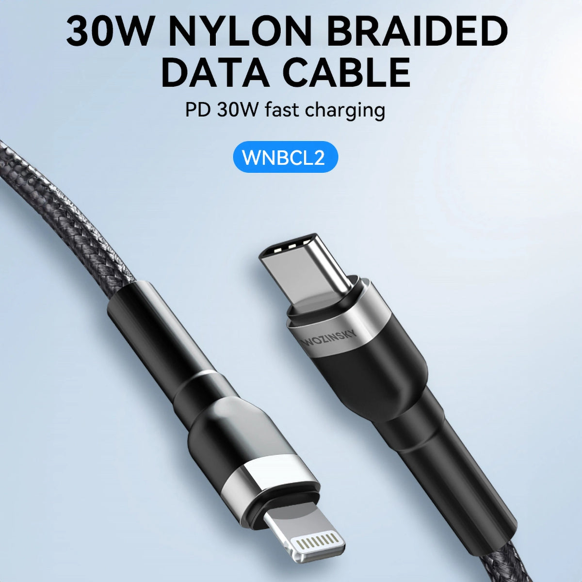 Kabel Wozinsky WNBCL2 Lightning / USB-C PD 30W 2 m - czarny – zdjęcie 6