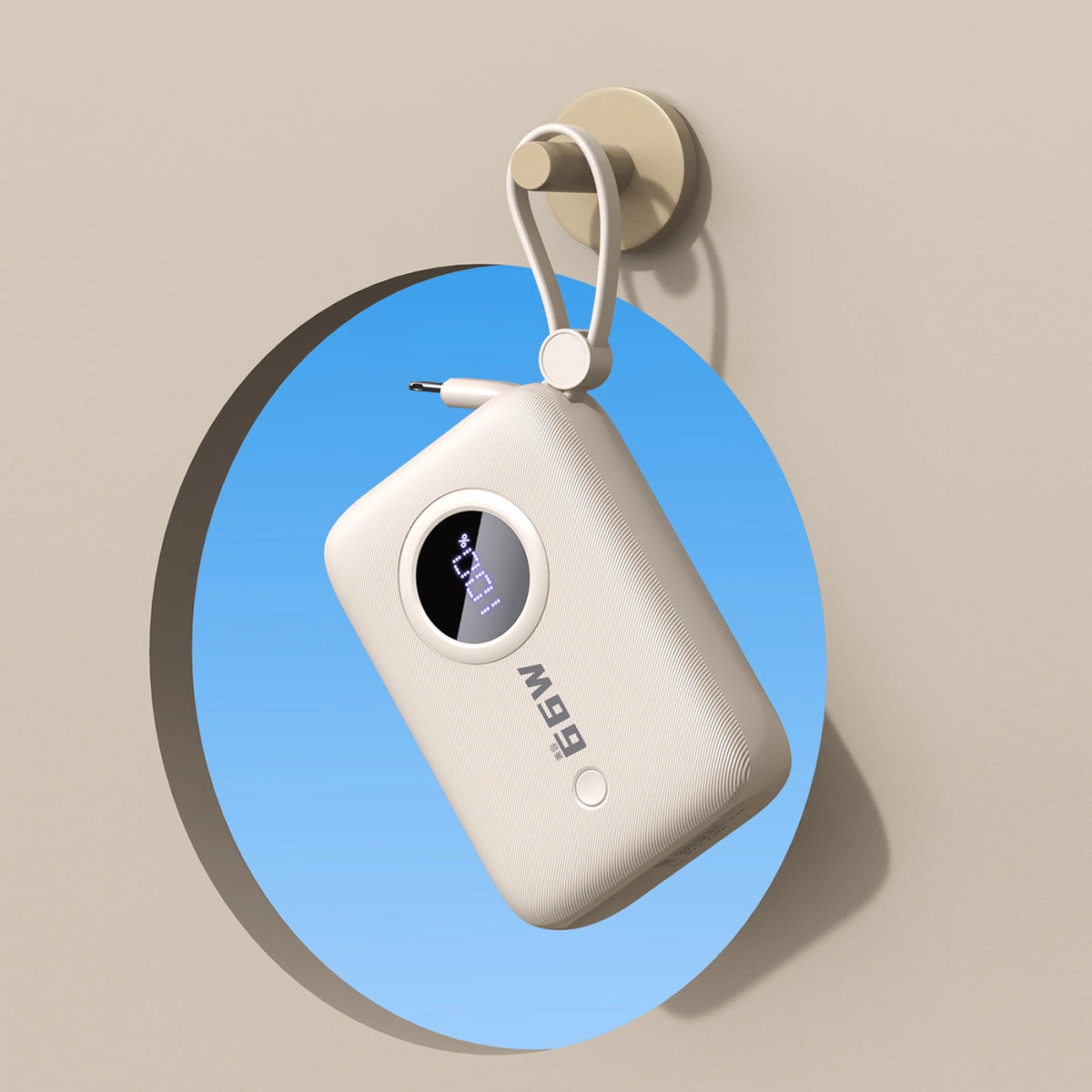 Powerbank Dudao K14 10000mAh z kablami USB-C / Lightning - beżowy – zdjęcie 7