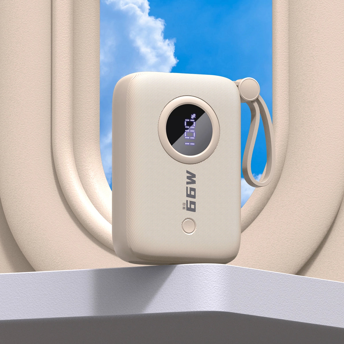 Powerbank Dudao K14 10000mAh z kablami USB-C / Lightning - beżowy – zdjęcie 8