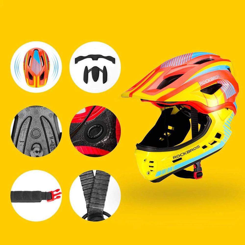 Kask rowerowy Rockbros TT-32SOYB-S dziecięcy z odpinaną szczęką rozmiar S – zdjęcie 4