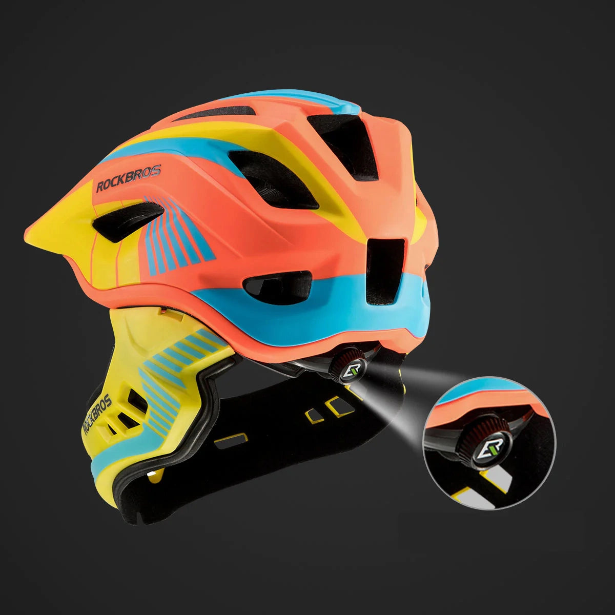 Kask rowerowy Rockbros TT-32SOYB-S dziecięcy z odpinaną szczęką rozmiar S – zdjęcie 7