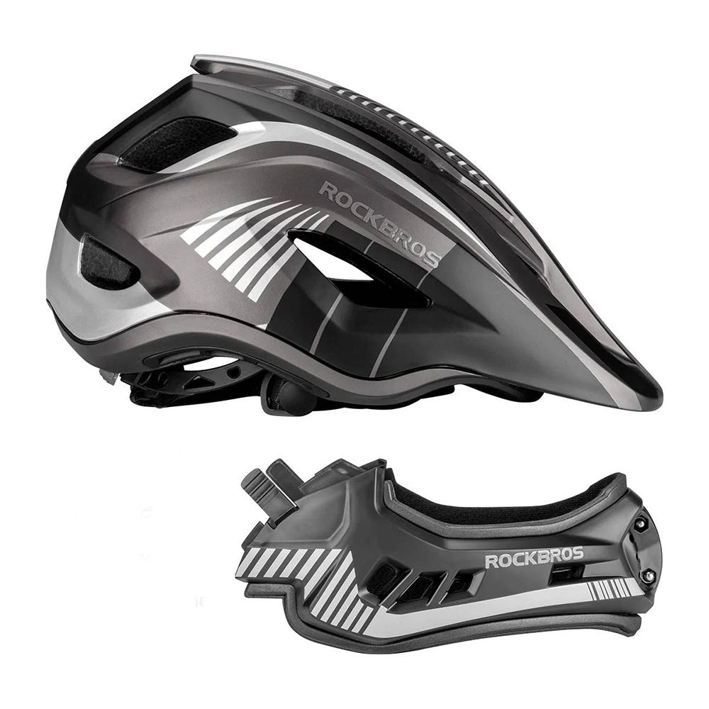 Kask rowerowy Rockbros TT-32SBTG-M dziecięcy z odpinaną szczęką - szary – zdjęcie 6