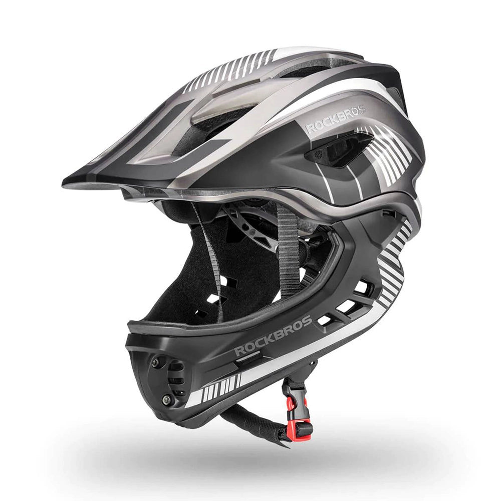Kask rowerowy Rockbros TT-32SBTG-S dziecięcy z odpinaną szczęką - szary