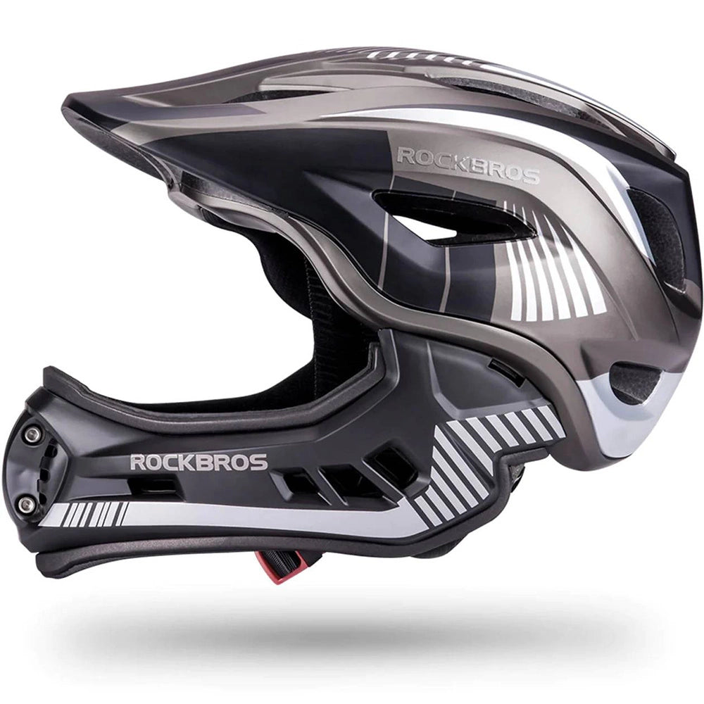 Kask rowerowy Rockbros TT-32SBTG-S dziecięcy z odpinaną szczęką - szary – zdjęcie 2