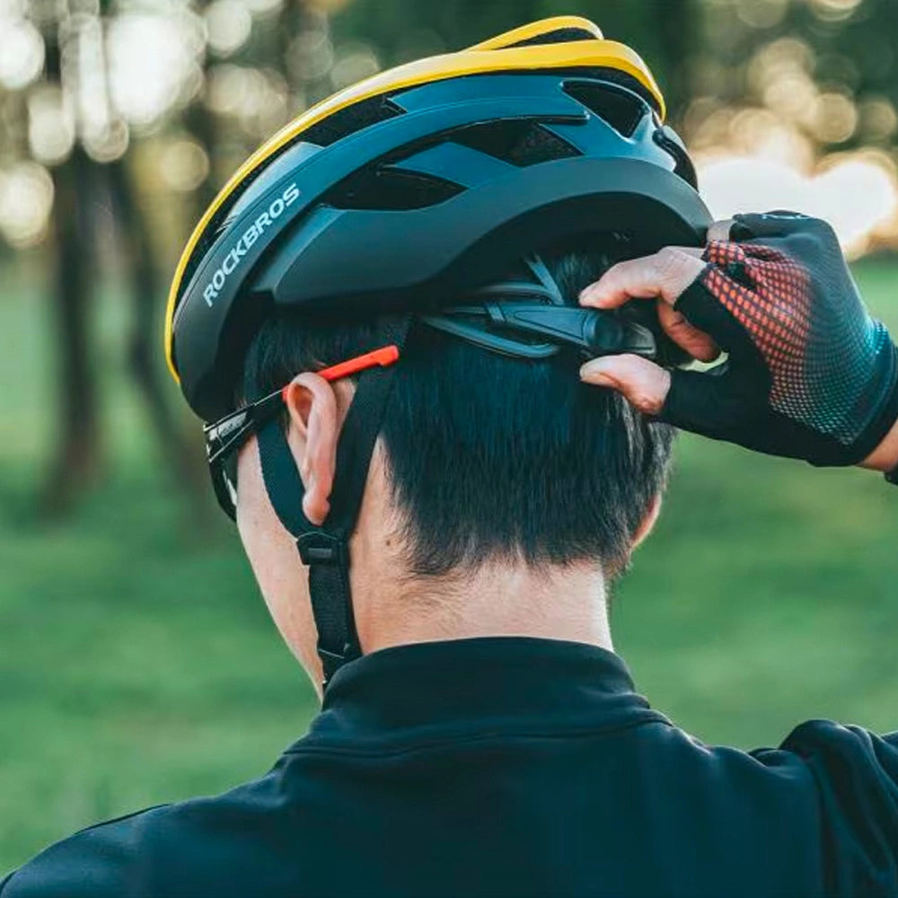 Kask rowerowy Rockbros 10110004005 rozmiar L - żółto-czarny – zdjęcie 4