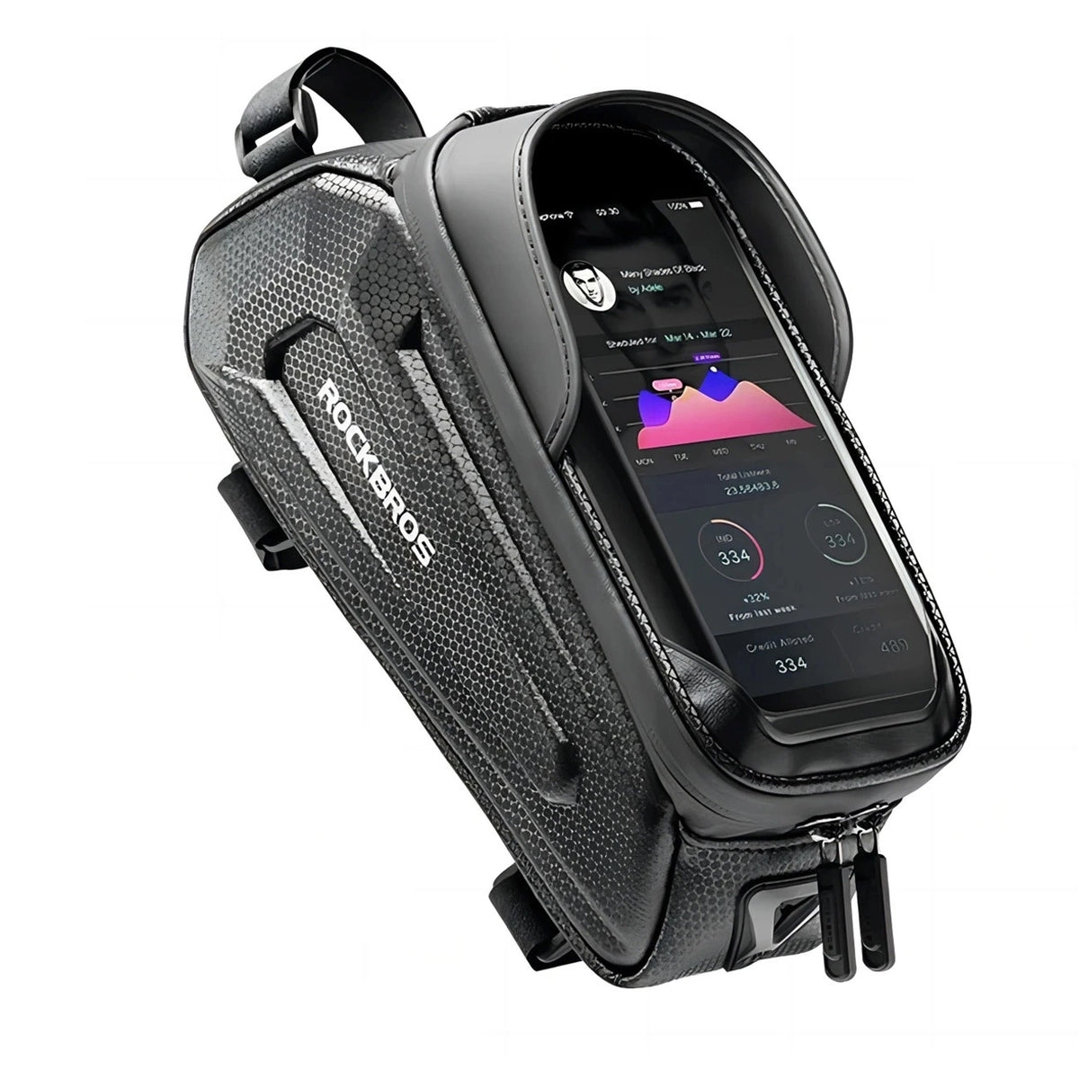 Sakwa rowerowa Rockbros B68-1 na ramę pancerna z na telefon 1.7l - czarna