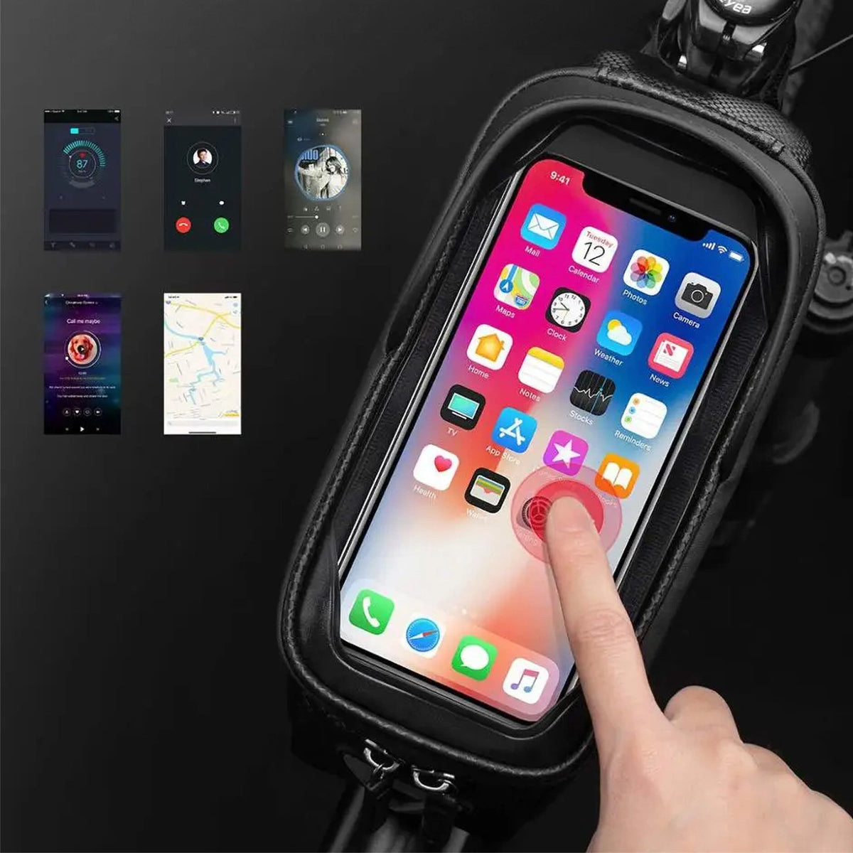 Sakwa rowerowa Rockbros B68-1 na ramę pancerna z na telefon 1.7l - czarna – zdjęcie 4