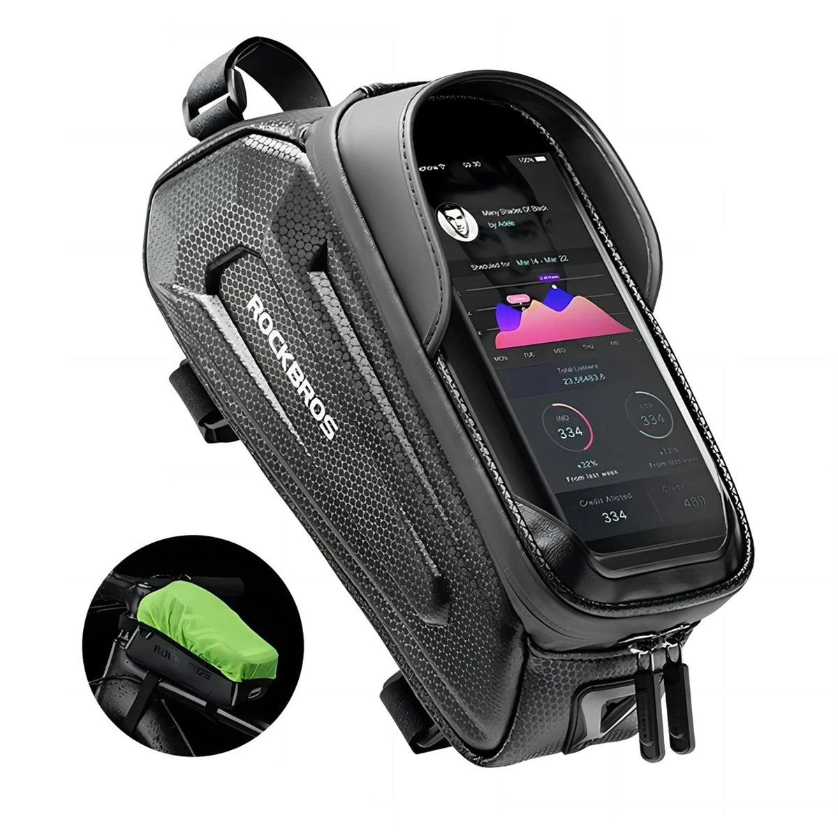 Sakwa rowerowa Rockbros B68 na ramę na telefon i pokrowcem 1.7l - czarna