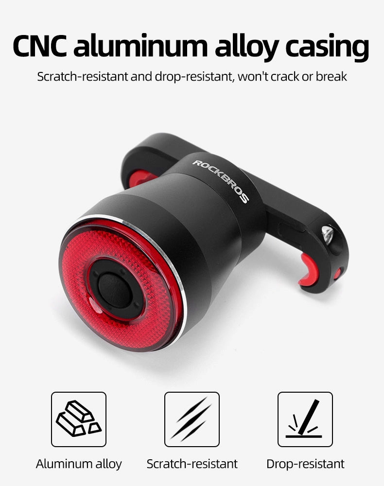 Lampka rowerowa Rockbros Q5 tylna z inteligentnym systemem stop - czarna – zdjęcie 15