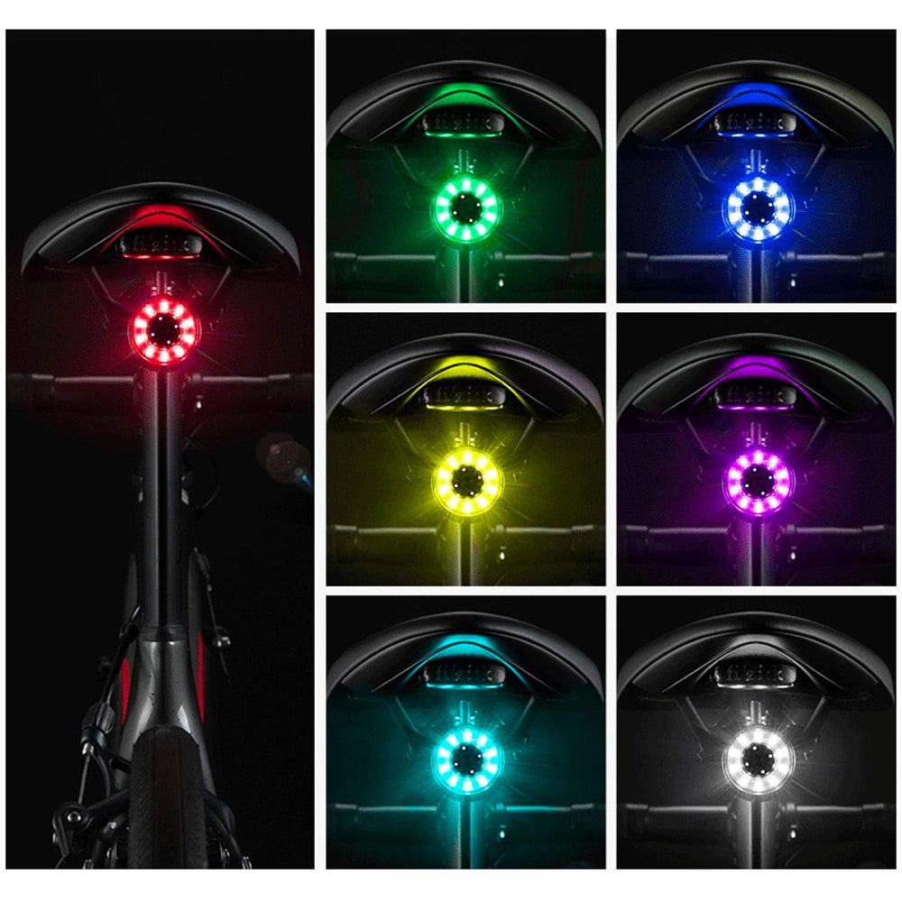 Lampka rowerowa tylna Rockbros Q1 7 kolorów LED + kabel USB-C - czarna – zdjęcie 3