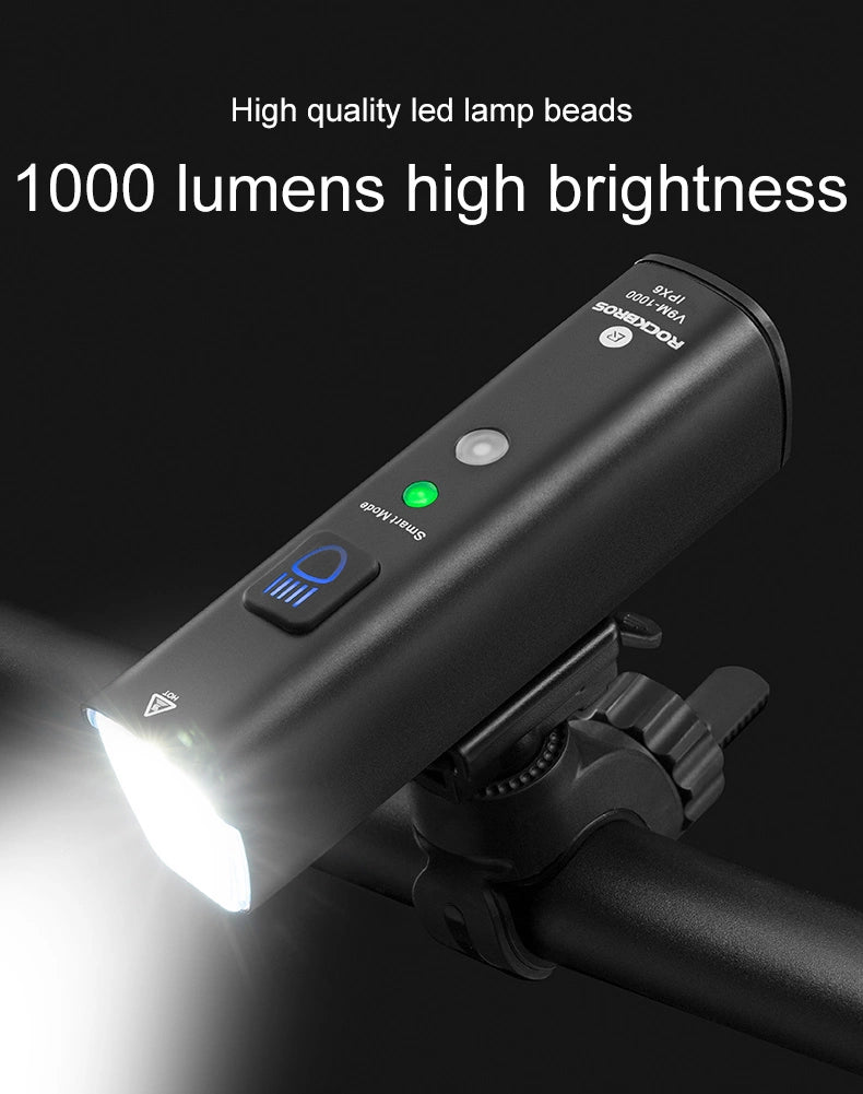 Lampka rowerowa Rockbros V9M-1000 przednia 1000lm - czarna – zdjęcie 10