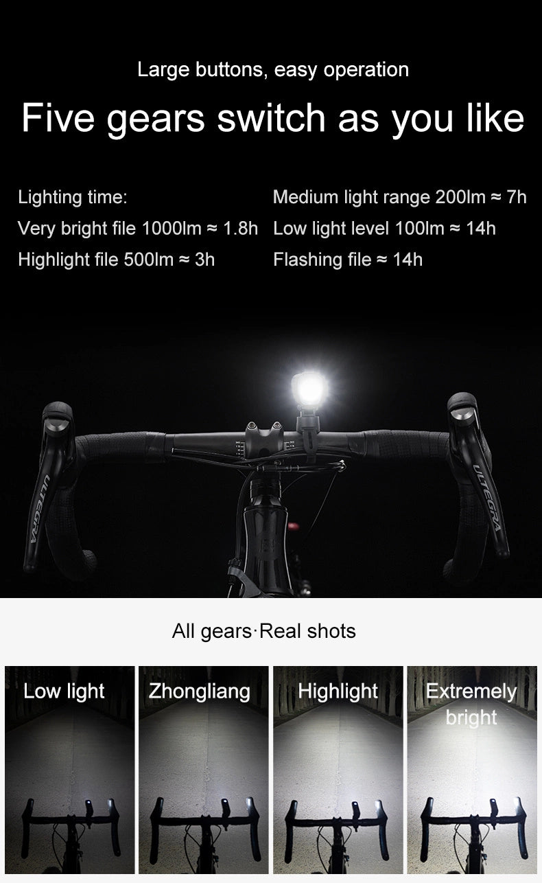 Lampka rowerowa Rockbros V9M-1000 przednia 1000lm - czarna – zdjęcie 13