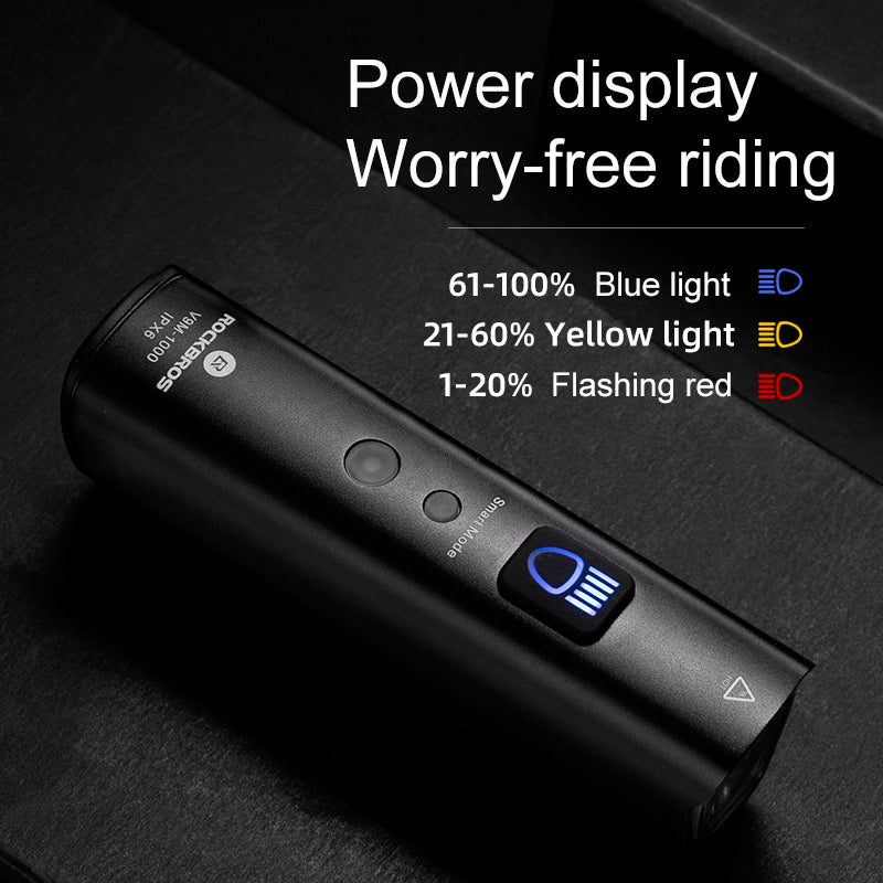 Lampka rowerowa Rockbros V9M-1000 przednia 1000lm - czarna – zdjęcie 4