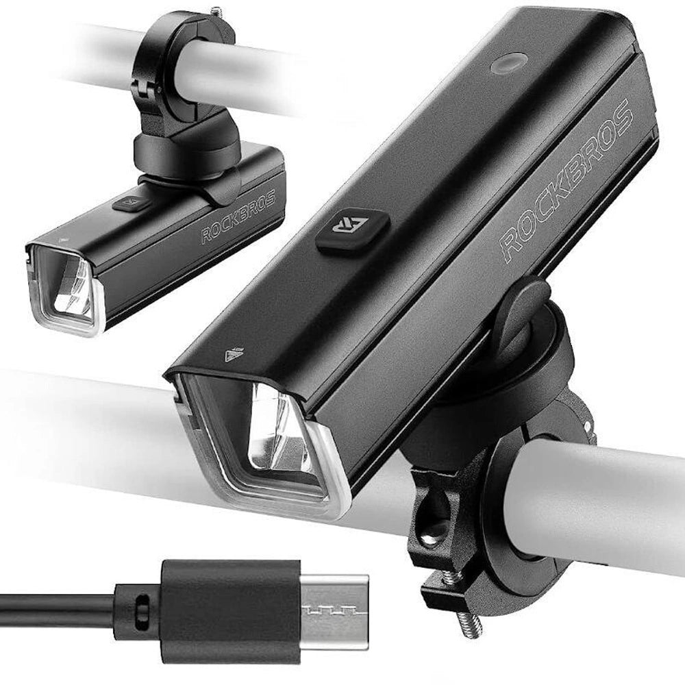 Lampka rowerowa przednia Rockbros 24610002001 1000 lm + kabel - czarna – zdjęcie 2