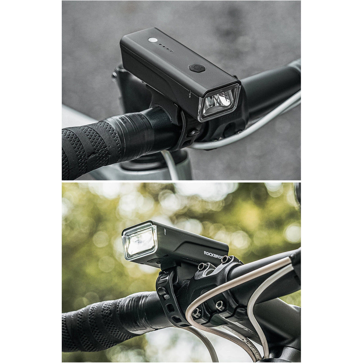 Lampka rowerowa przednia Rockbros 24510003001 260 lm + kabel - czarna – zdjęcie 10