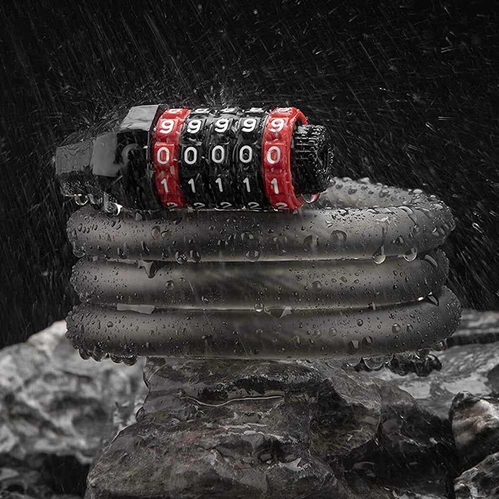 Zapięcie rowerowe Rockbros RKS507-1BK na szyfr 1,8m - czarne – zdjęcie 3