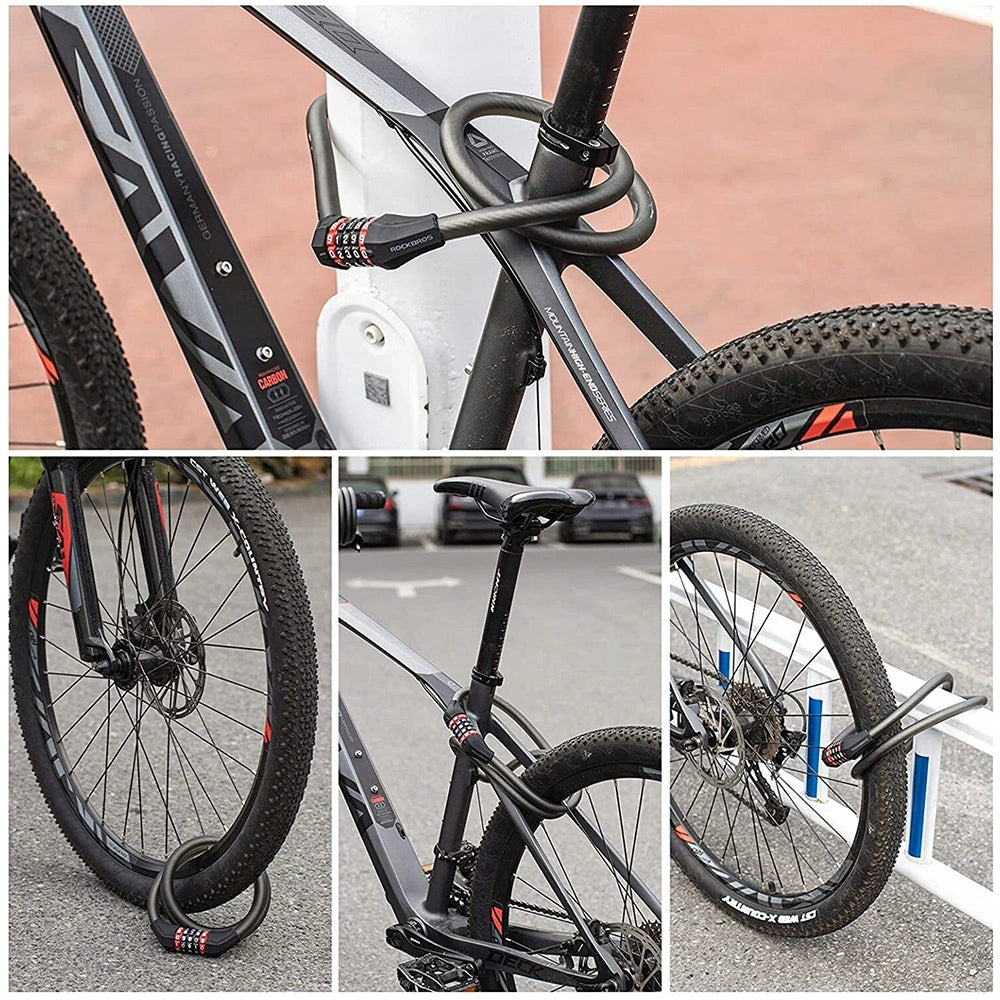 Zapięcie rowerowe Rockbros RKS507-1BK na szyfr 1,8m - czarne – zdjęcie 7
