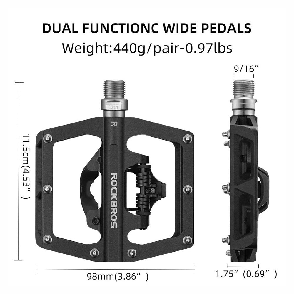 Pedały rowerowe Rockbros PD15-BK ze stopu aluminium - czarne – zdjęcie 5
