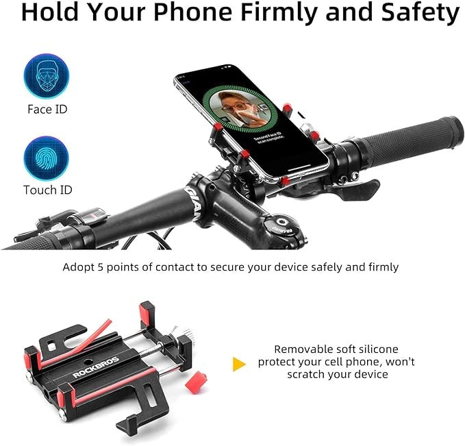Uchwyt rowerowy Rockbros 699-BK ze stopu aluminium do telefonu - czarny – zdjęcie 2