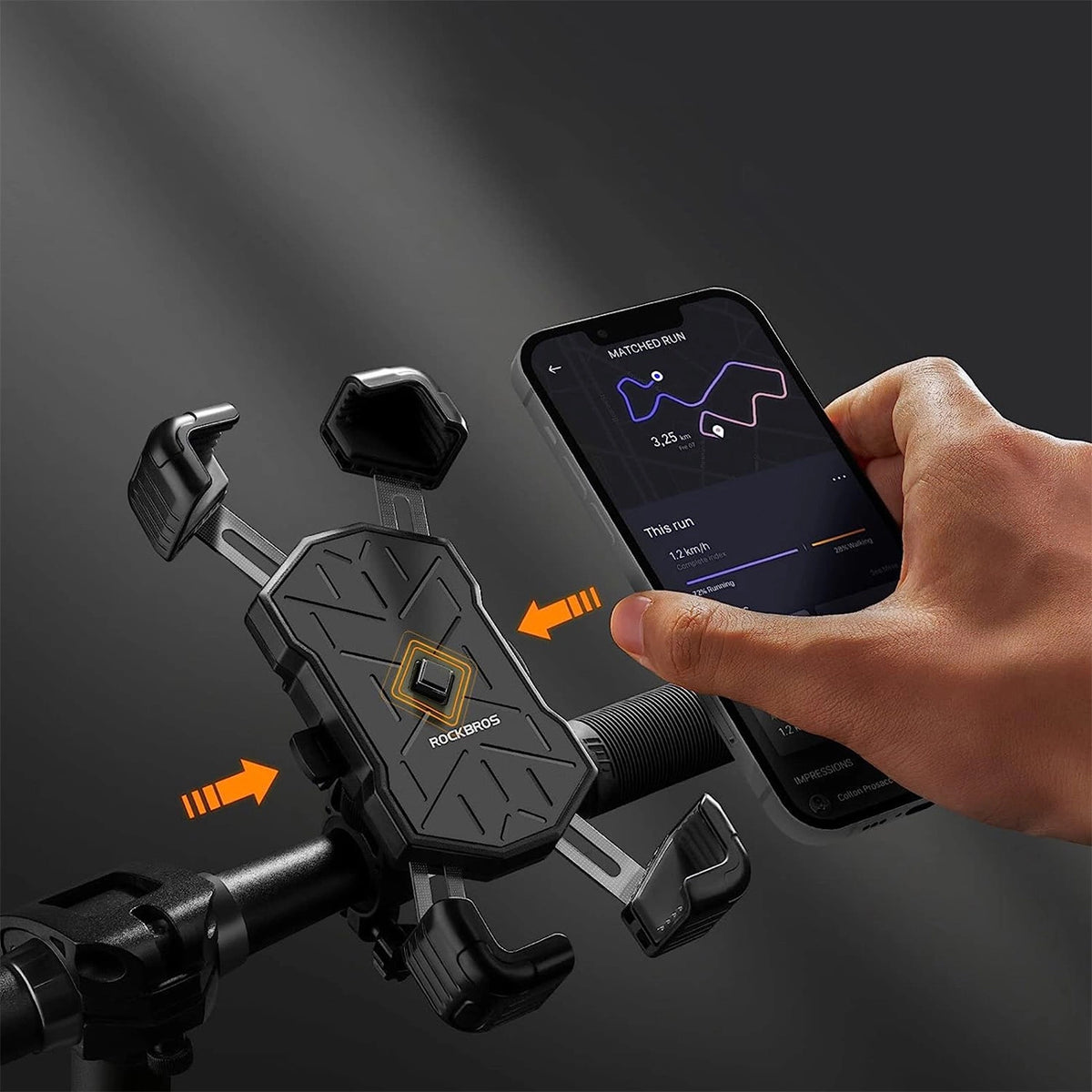 Uchwyt na telefon Rockbros 25210030001 do roweru na kierownicę - czarny – zdjęcie 2