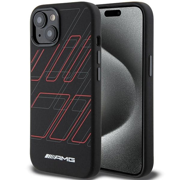 Etui AMG Silicone Large Rhombuses Pattern na iPhone 15 / 14 / 13 - czarne