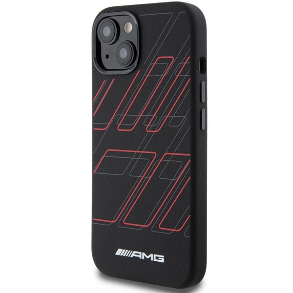 Etui AMG Silicone Large Rhombuses Pattern na iPhone 15 / 14 / 13 - czarne – zdjęcie 2