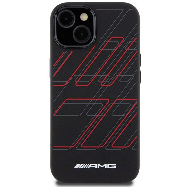 Etui AMG Silicone Large Rhombuses Pattern na iPhone 15 / 14 / 13 - czarne – zdjęcie 3