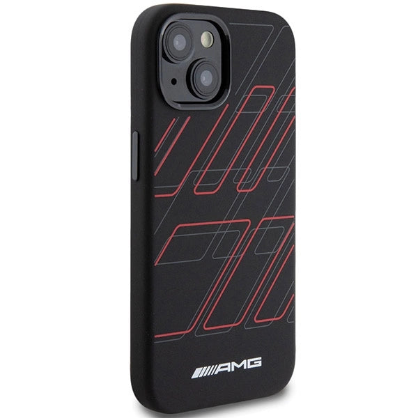 Etui AMG Silicone Large Rhombuses Pattern na iPhone 15 / 14 / 13 - czarne – zdjęcie 4