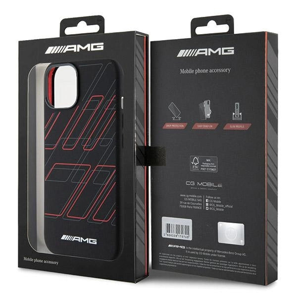 Etui AMG Silicone Large Rhombuses Pattern na iPhone 15 / 14 / 13 - czarne – zdjęcie 8