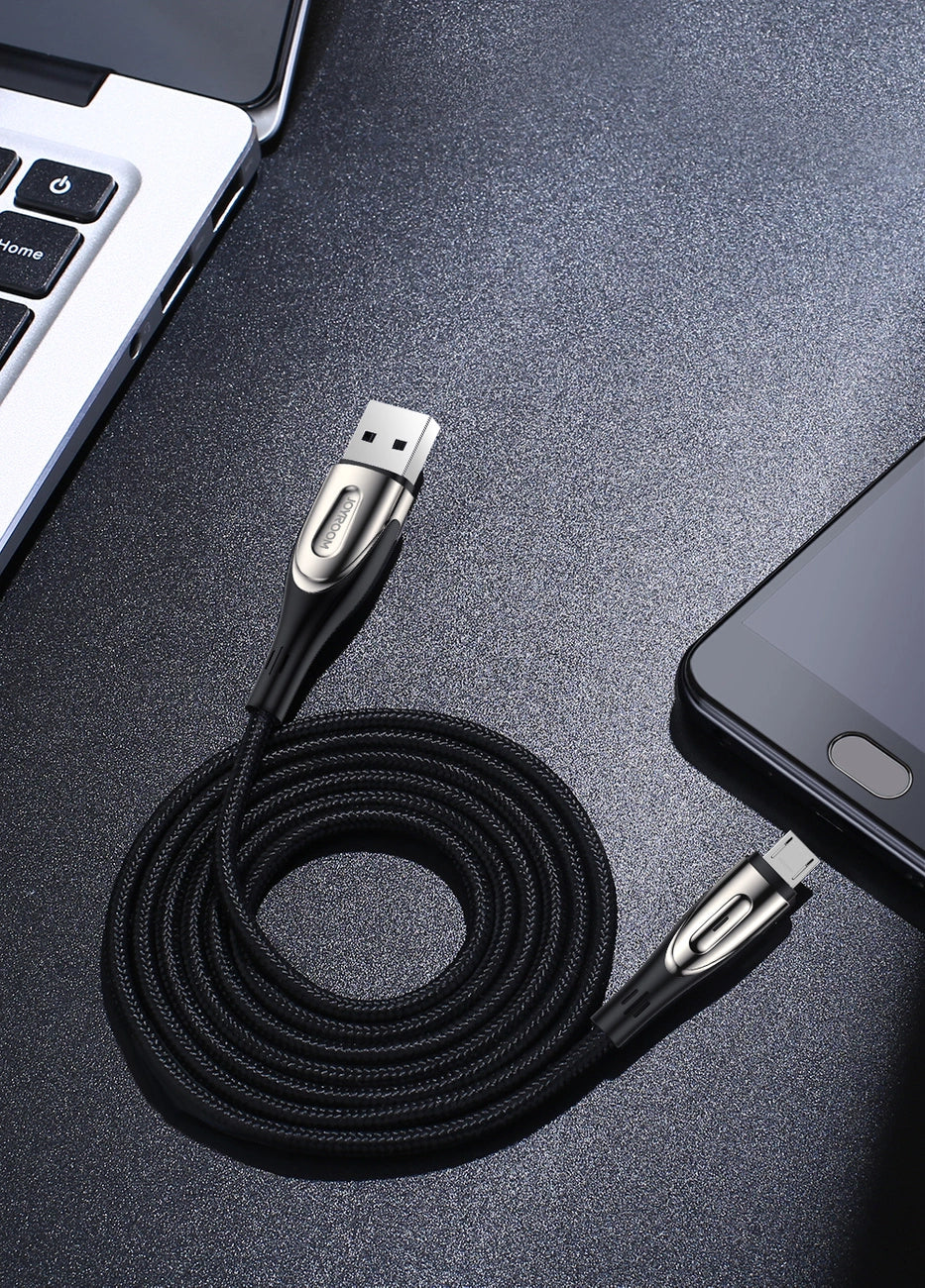 Kabel Joyroom Sharp Series S-M411 USB-A / micro USB 3A 1.2m ze - czarny – zdjęcie 8