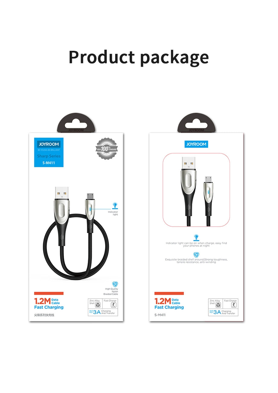 Kabel Joyroom Sharp Series S-M411 USB-A / micro USB 3A 2m ze - czarny – zdjęcie 12