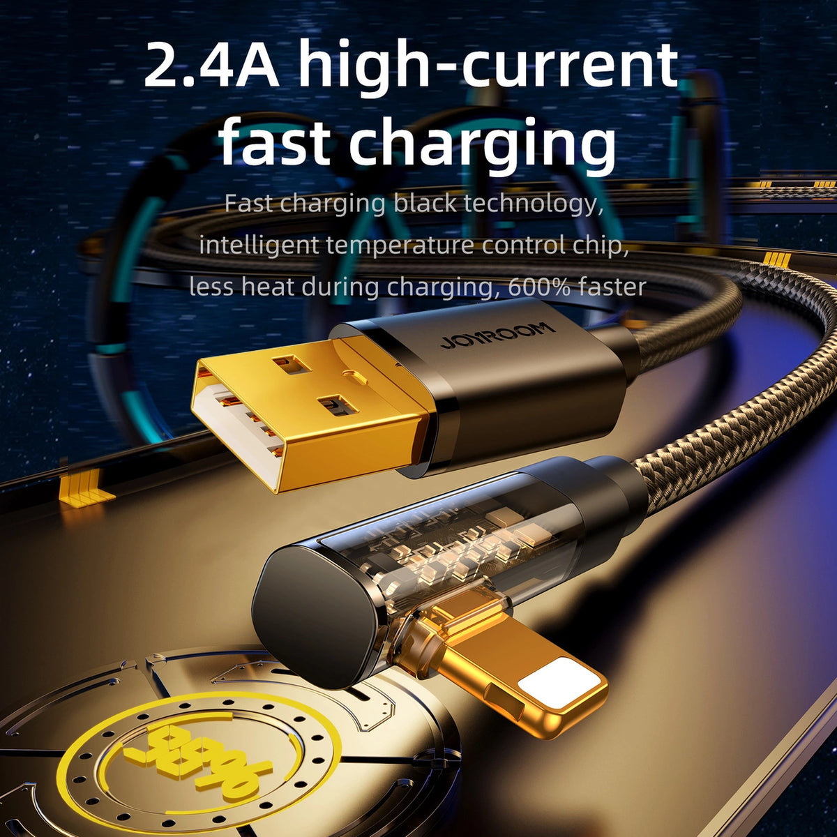 Kabel Joyroom Gaming Cable S-UL012A6 Lightning (kątowy) - niebieski – zdjęcie 4
