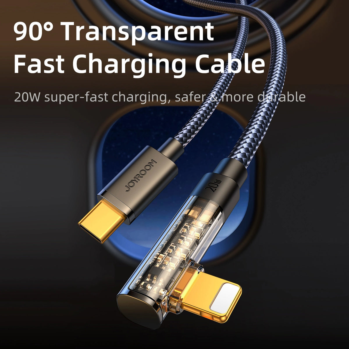 Kabel Joyroom Gaming Cable S-CL020A6 Lightning (kątowy) - niebieski – zdjęcie 3