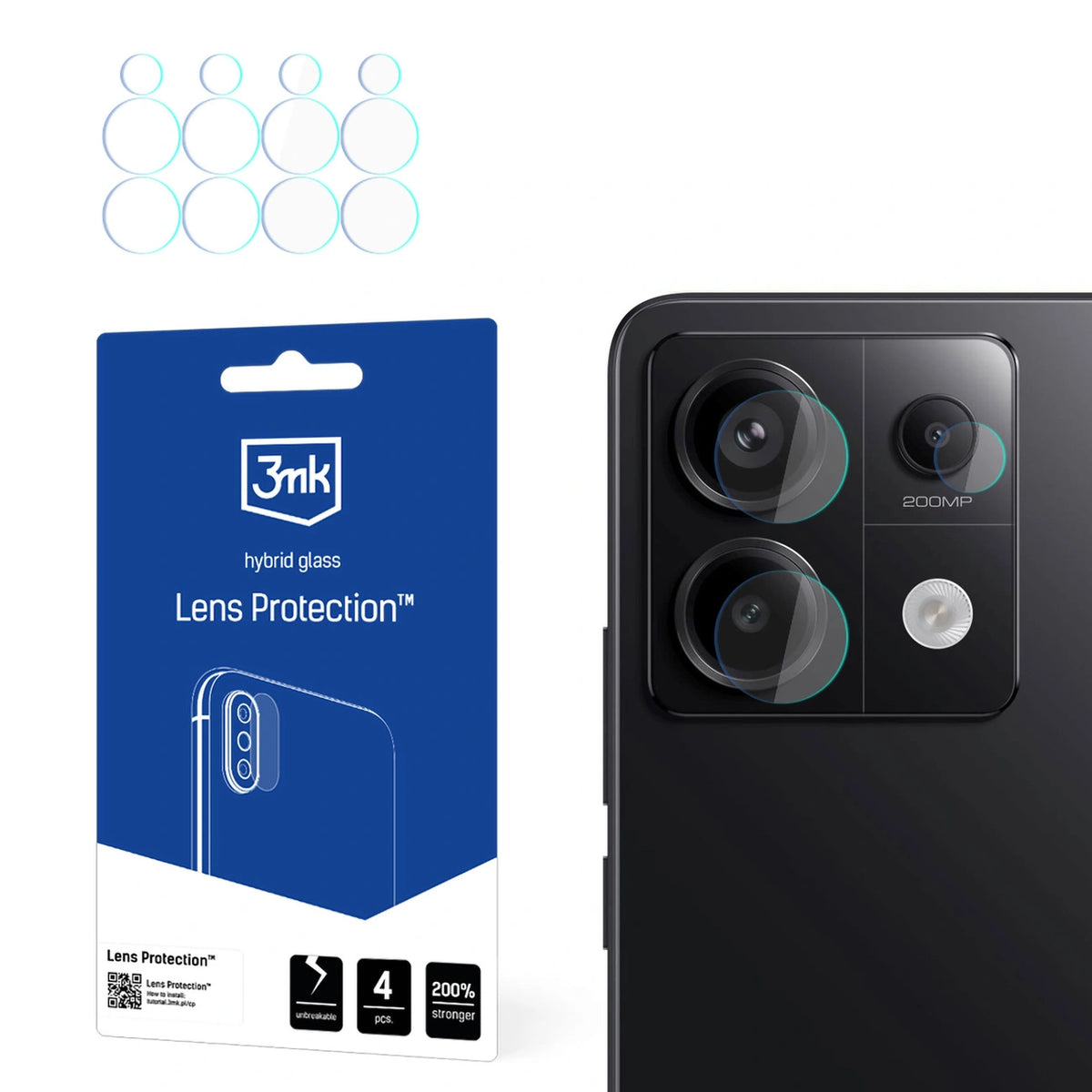 Szkło na aparat 3mk Lens Protection hybrydowe na Redmi Note 13 Pro