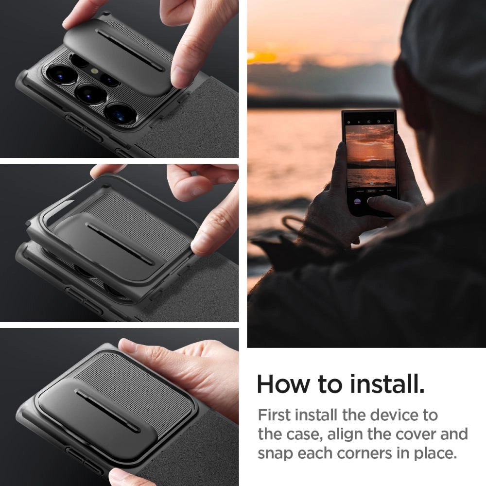 Etui Spigen Optik Armor na Samsung Galaxy S24 Ultra - czarne – zdjęcie 9