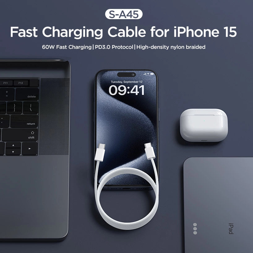 Kabel Joyroom Ben Series S-A45 USB-C / USB-C 60W 1 m - biały – zdjęcie 9