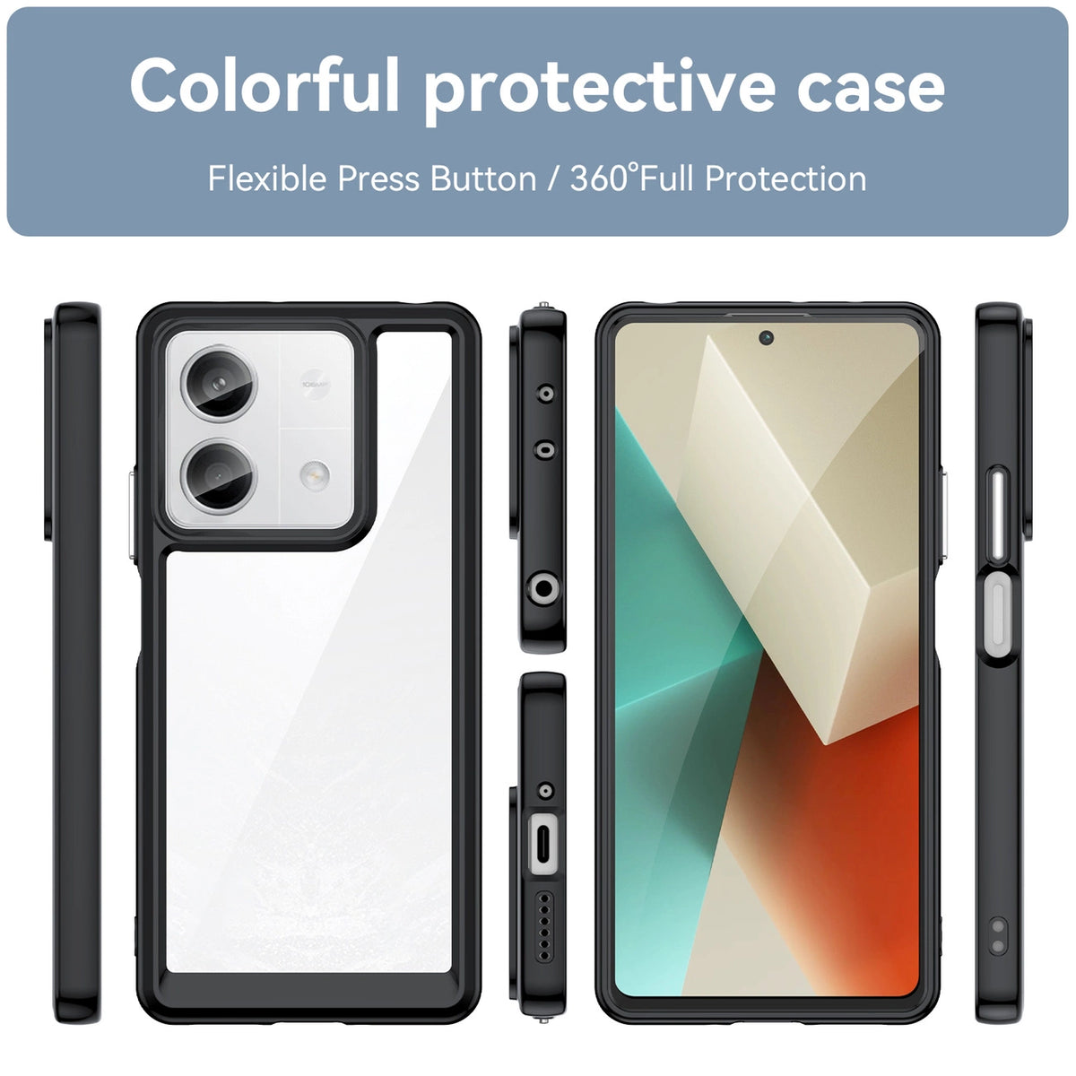 Etui Outer Space Case z żelową ramką do Xiaomi Redmi Note 13 5G - czarne – zdjęcie 2