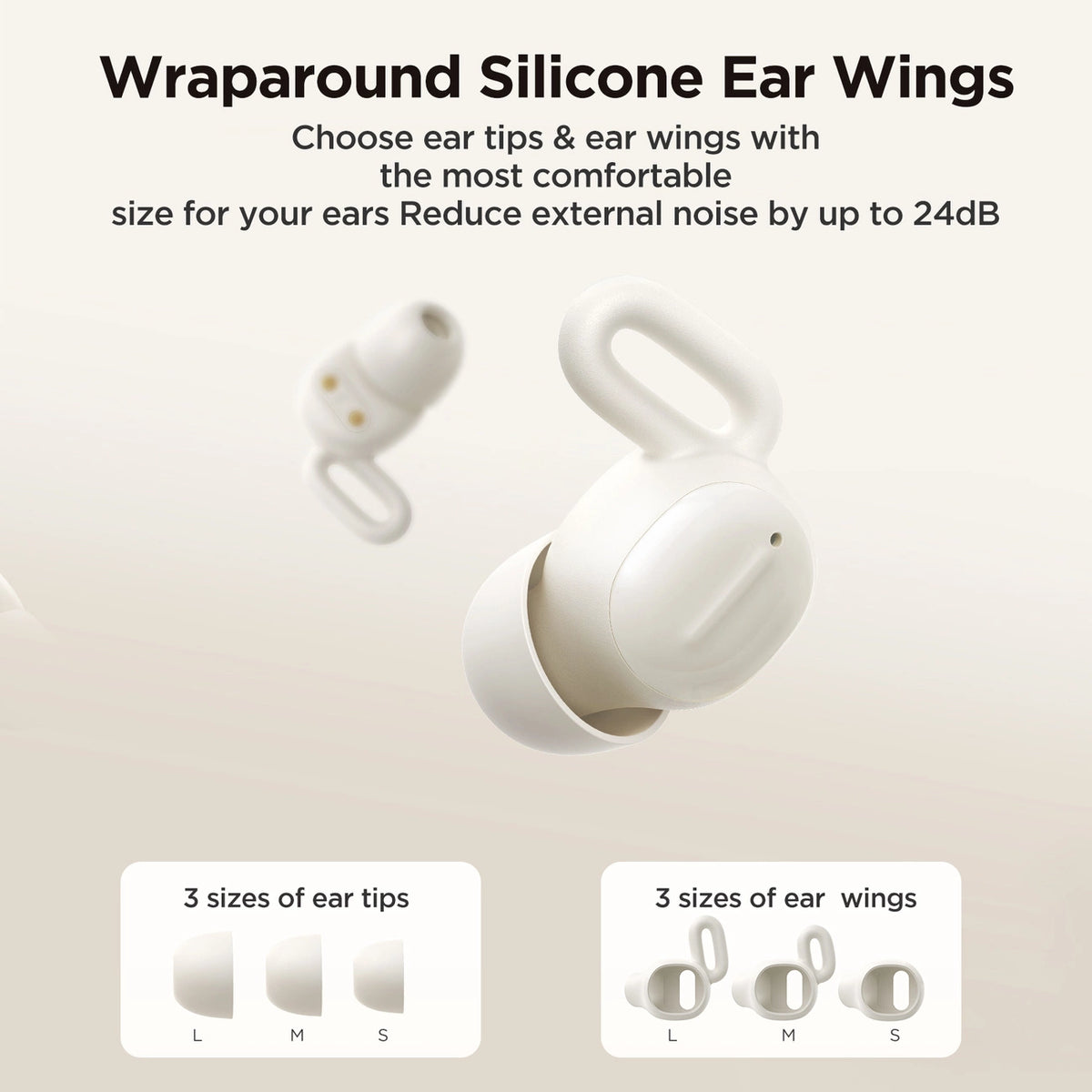 Słuchawki bezprzewodowe TWS Joyroom do spania ANC Bluetooth 5.3 - białe – zdjęcie 8
