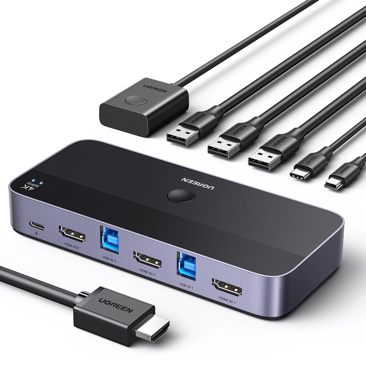 Przełącznik KVM Ugreen CM664 HDMI switch 2w1 - czarny – zdjęcie 2