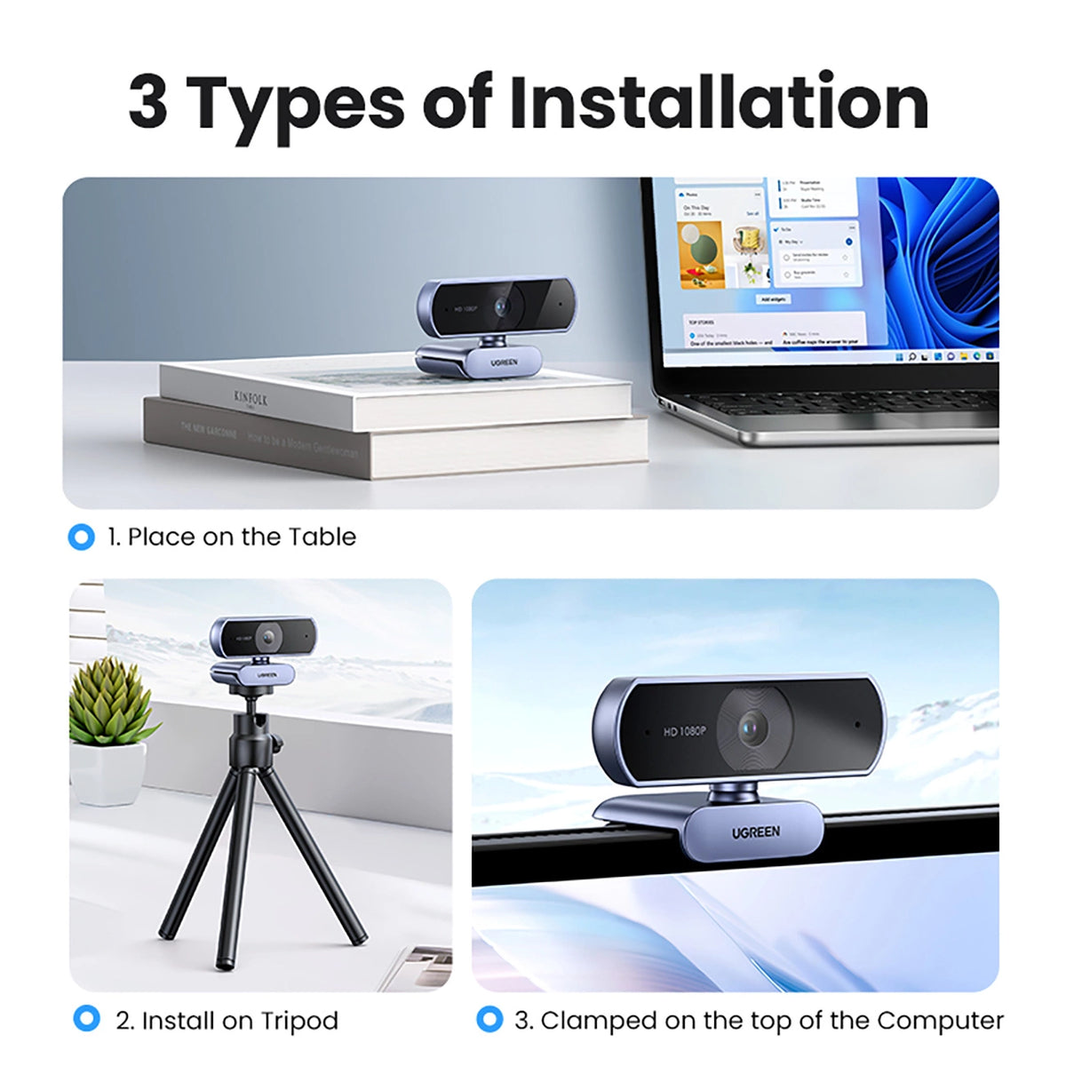 Kamera internetowa Ugreen CM678 USB HD - szara – zdjęcie 11